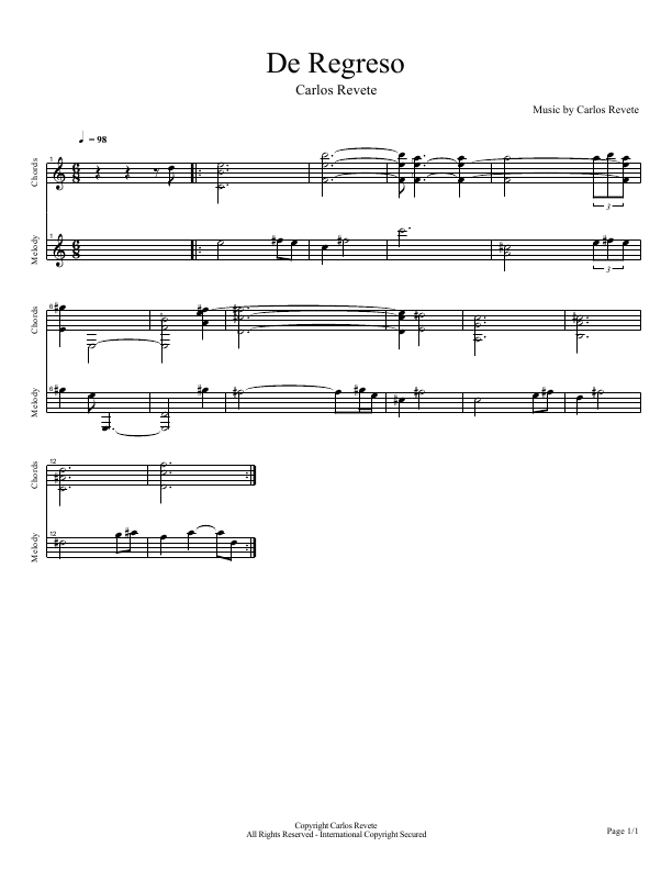 Click to download "De Regreso" sheet music