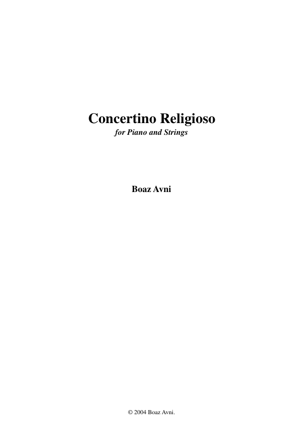 Click to download "Concertino Religioso for Piano & Strings" sheet music