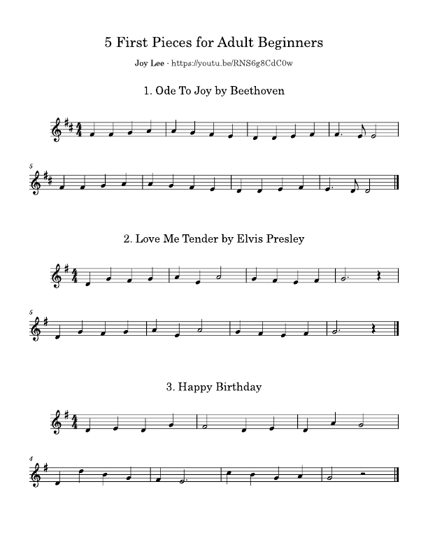 Click to download "5 First Violin Pieces for Adult Beginners" sheet music