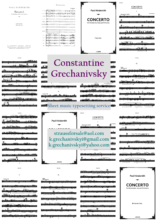 Click to download "Hindemith.Concerto for Woodwinds,Harp and Orchestra.Parts." sheet music